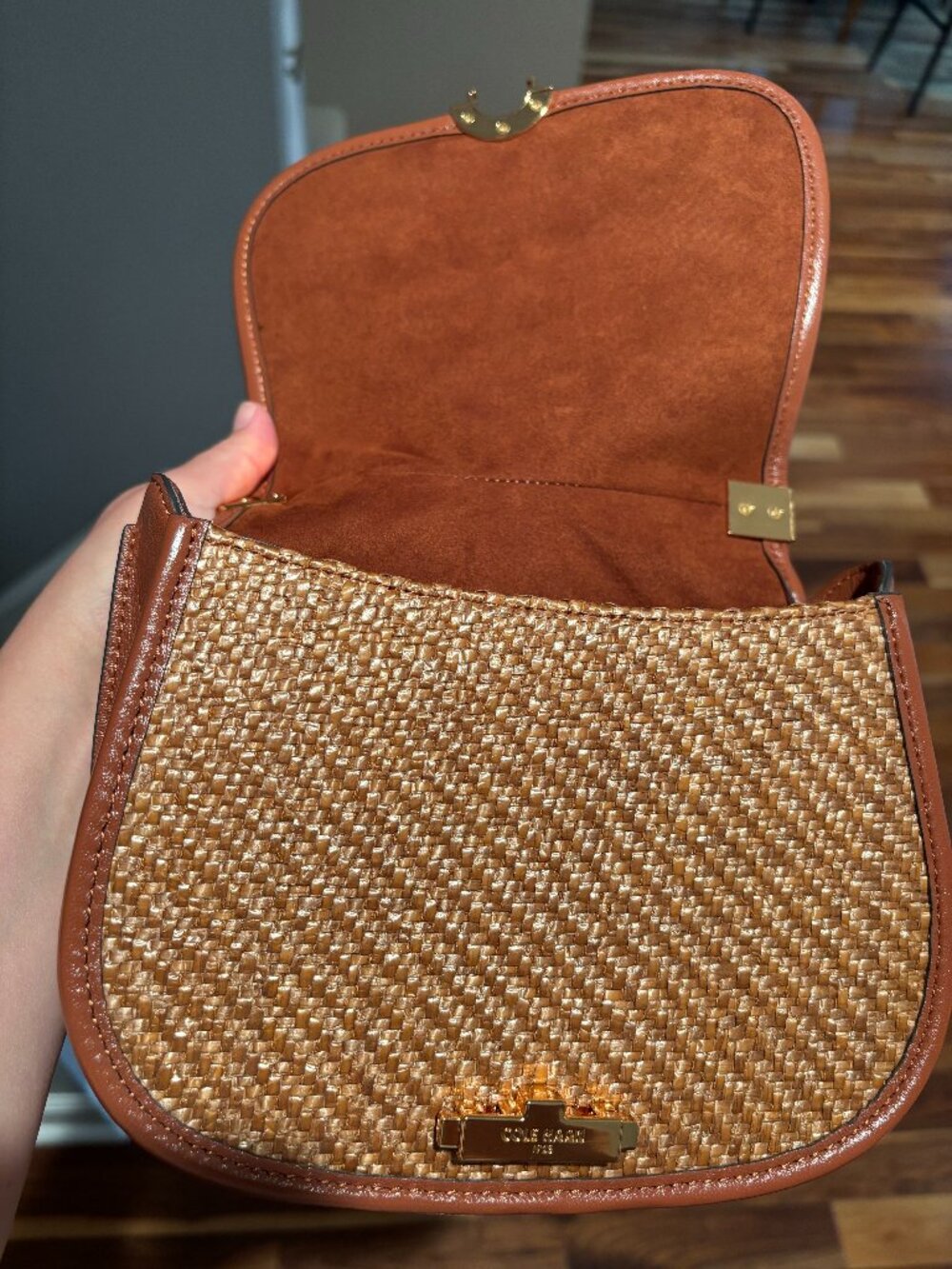 Cole Haan Celenea Saddle Bag, Natural Tan-Straw - Picture 5 of 8